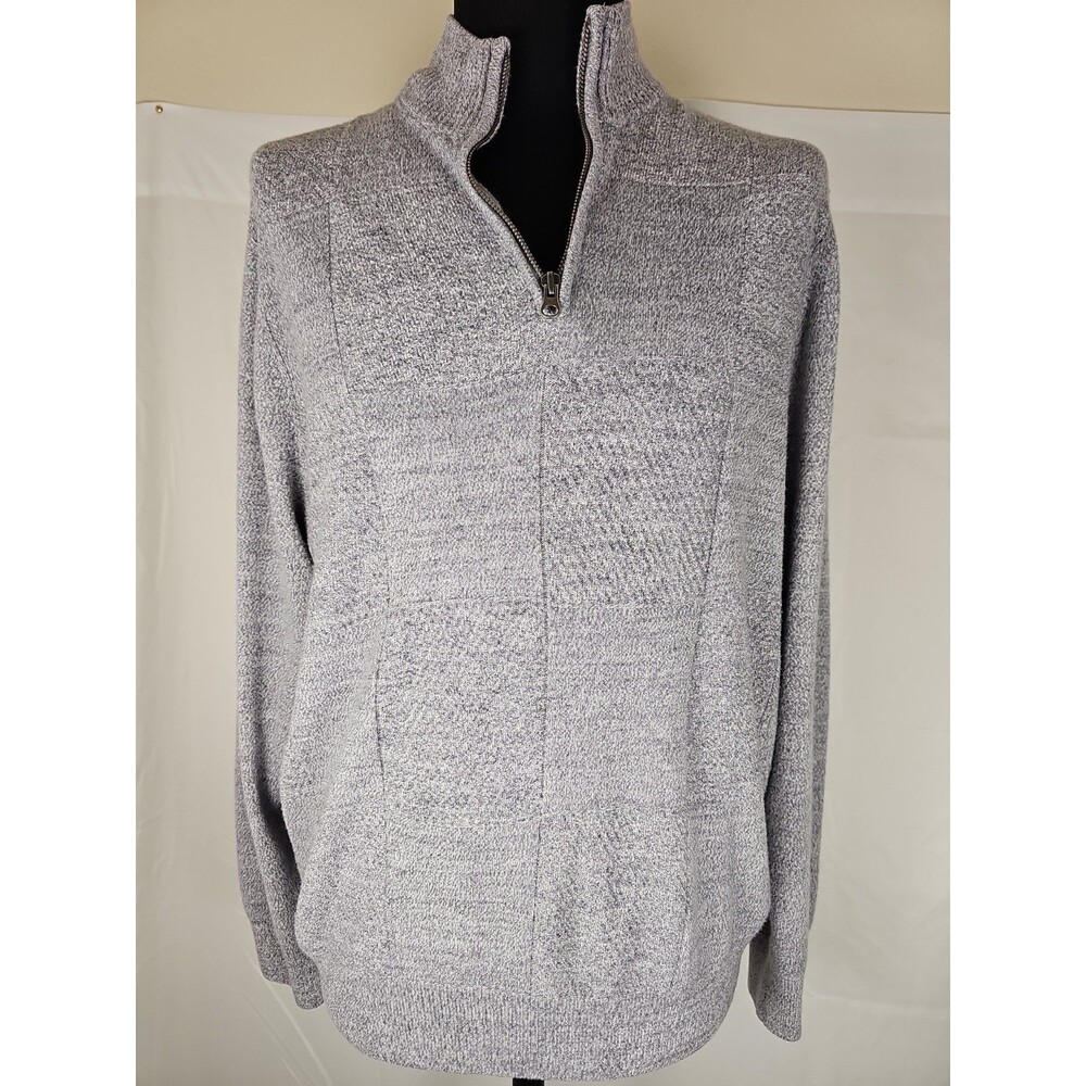Dockers Men's XL Gray Quarter Zip Knit Sweater Pullover Acrylic